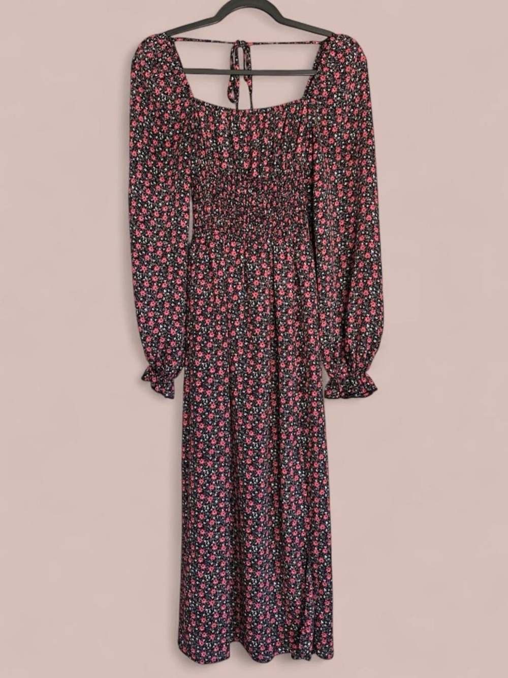 Whimsigoth Floral Smocked Maxi Dress